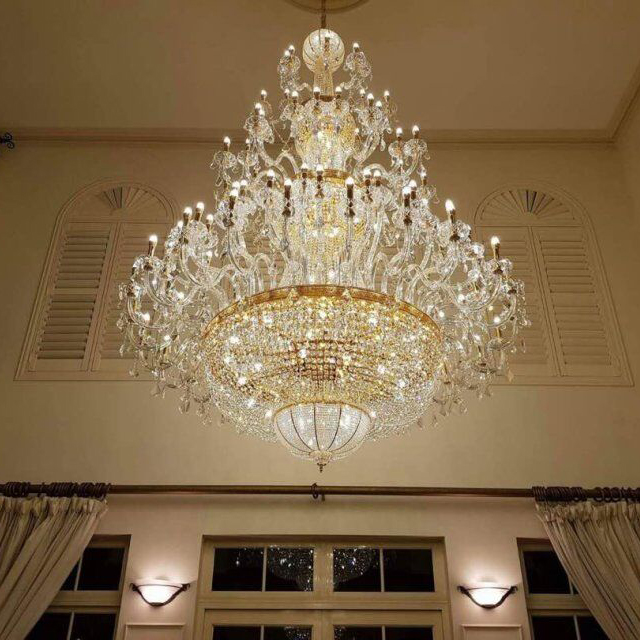 2 story foyer crystal chandelier